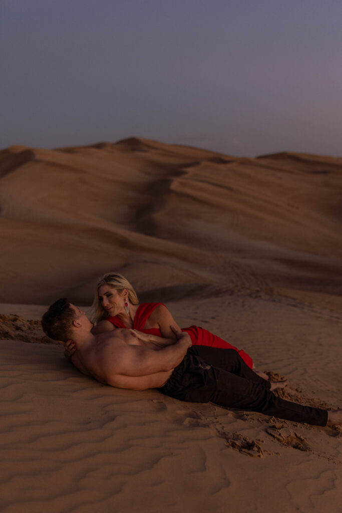 Emotional engagement photos in the sane dunes