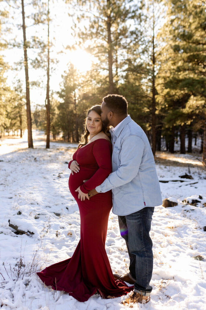 Interracial couple maternity session at Buffalo Park in Flagstaff, Arizona