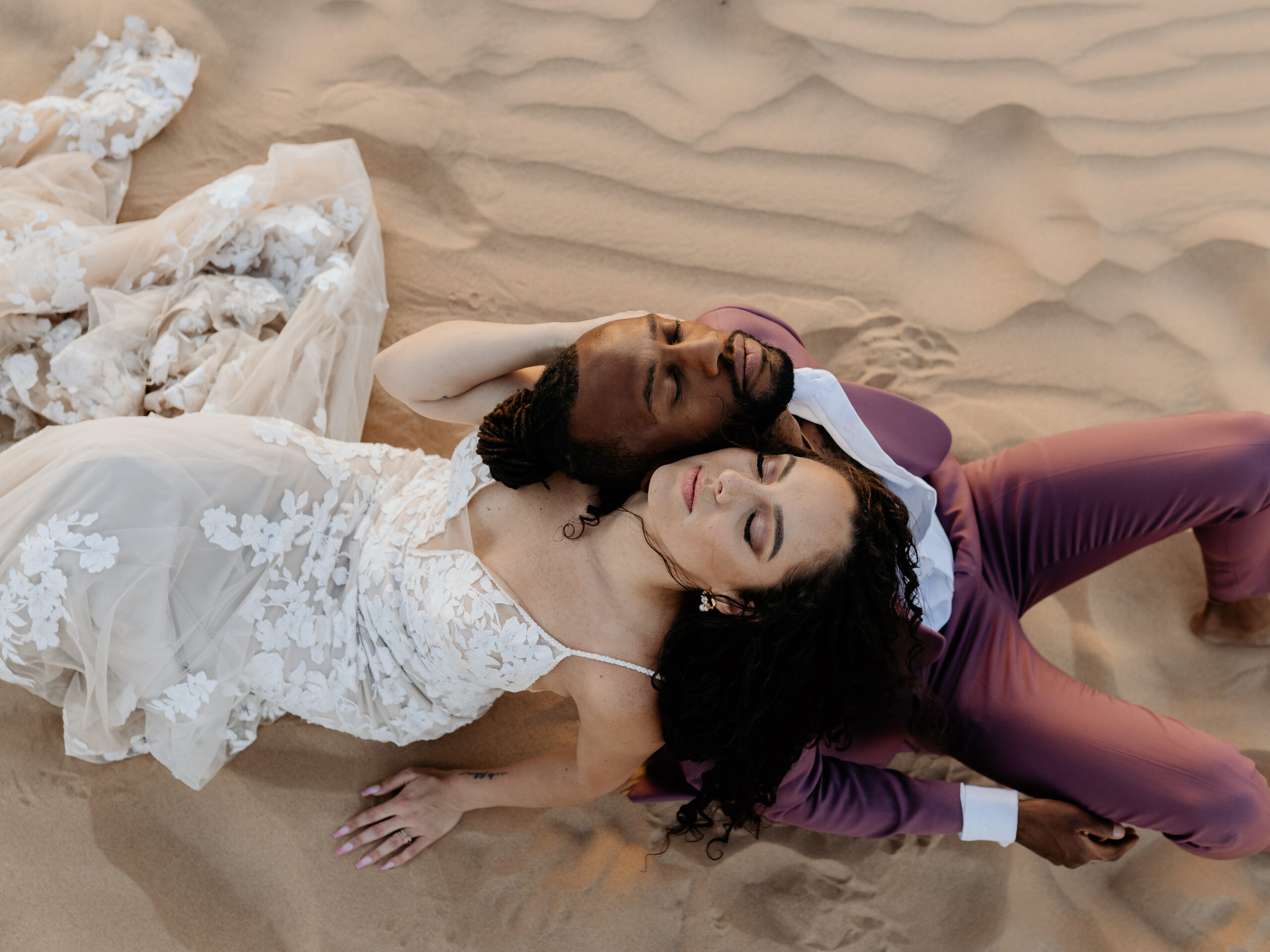 Interracial couple's stunning wedding photos at Glamis Sand Dunes